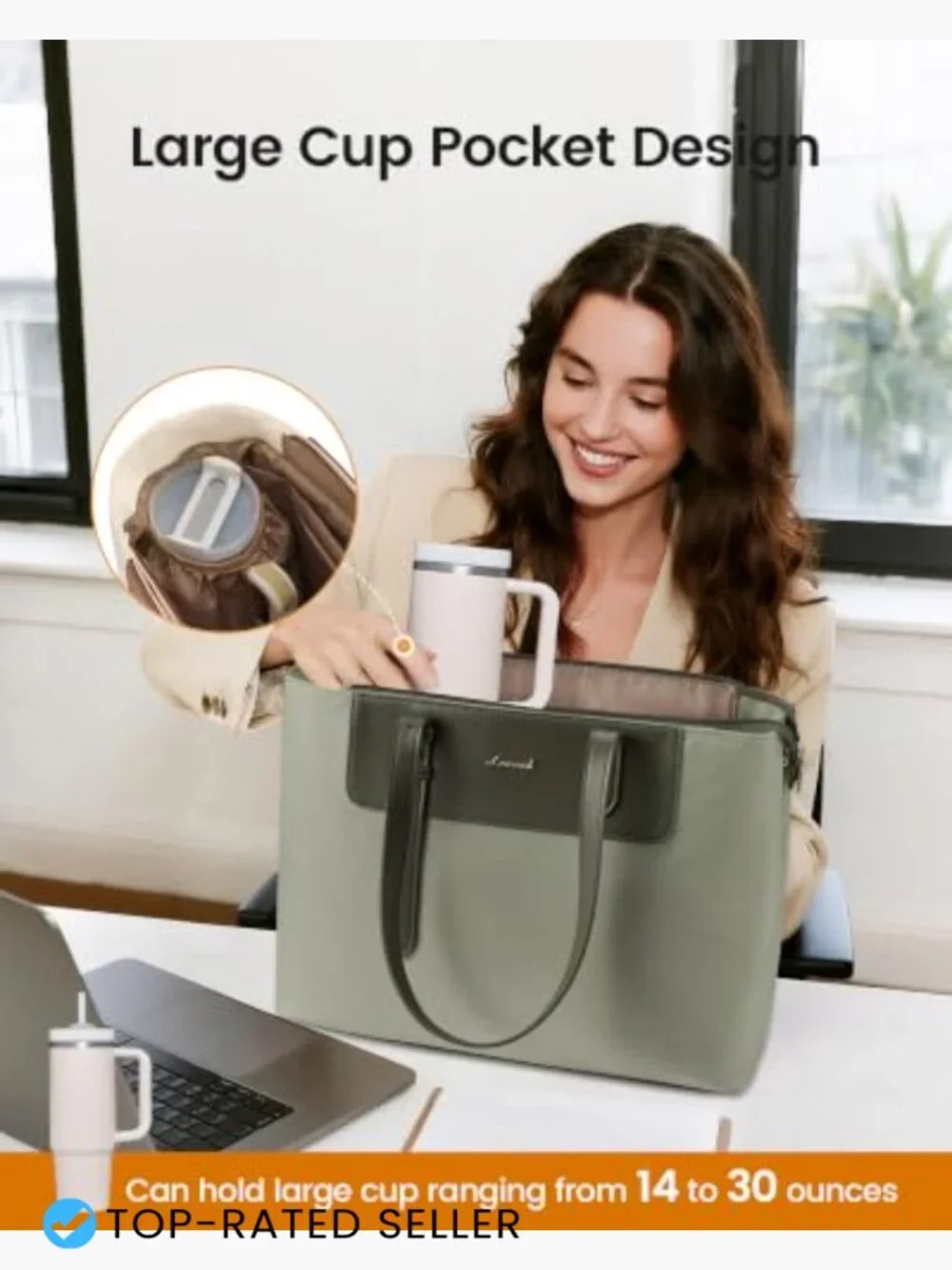 Water Resistant Laptop Tote Bag Women 15.6 Inch Work Large Capacity Shoulder